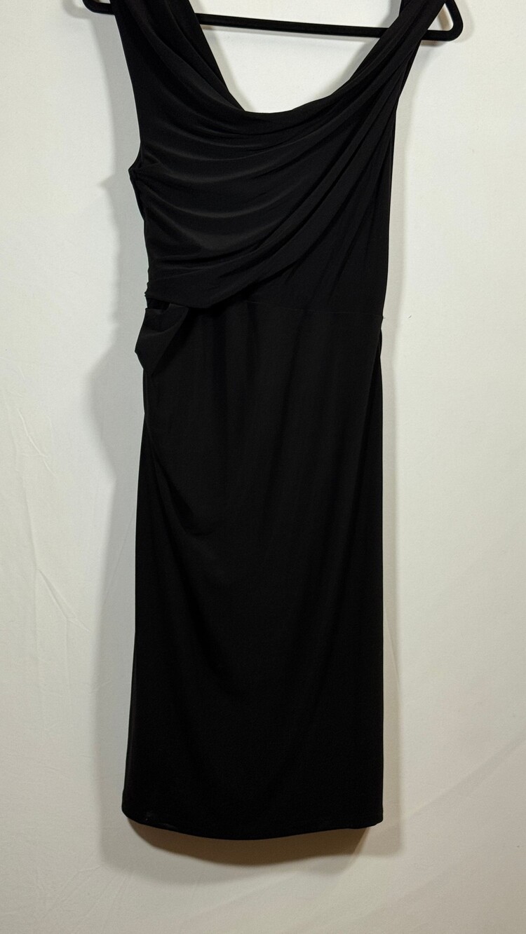 Cato J/M Dress Sleeveless Sheath Dress Size 14 Black Draped Neckline - Picture 5 of 5
